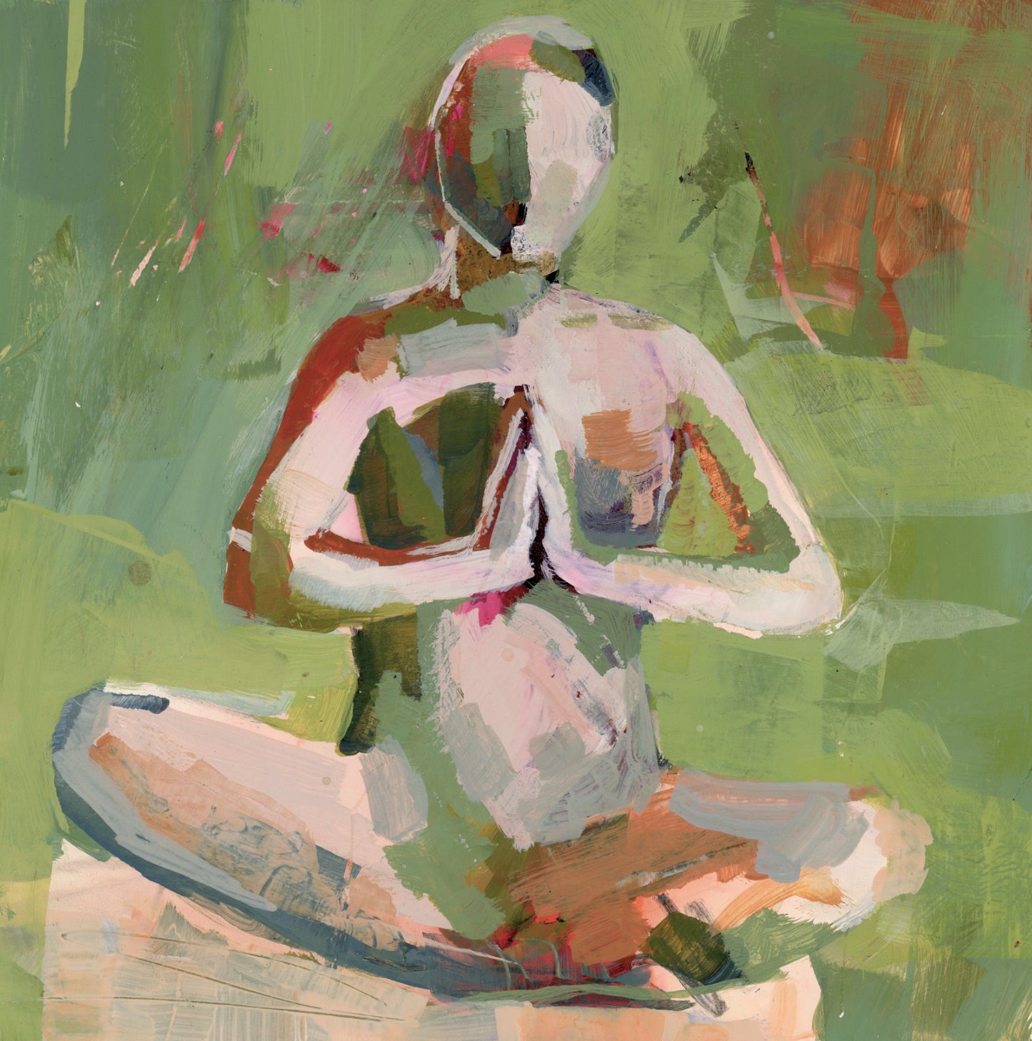 Green With Yoga - Limited Edition Abstract White Aluminum Art Print