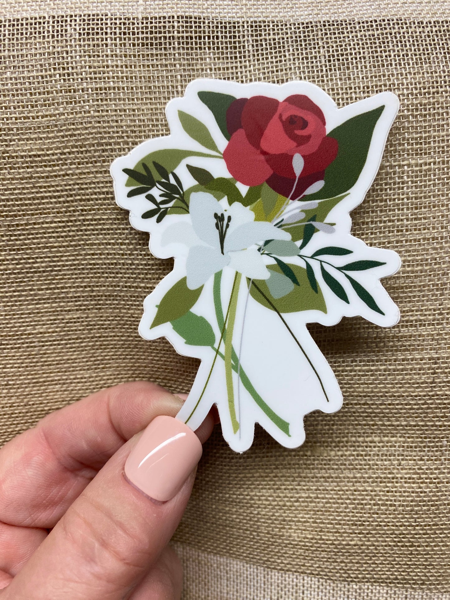 Rose & Lily Waterproof Vinyl Sticker, 2.3X3 in.