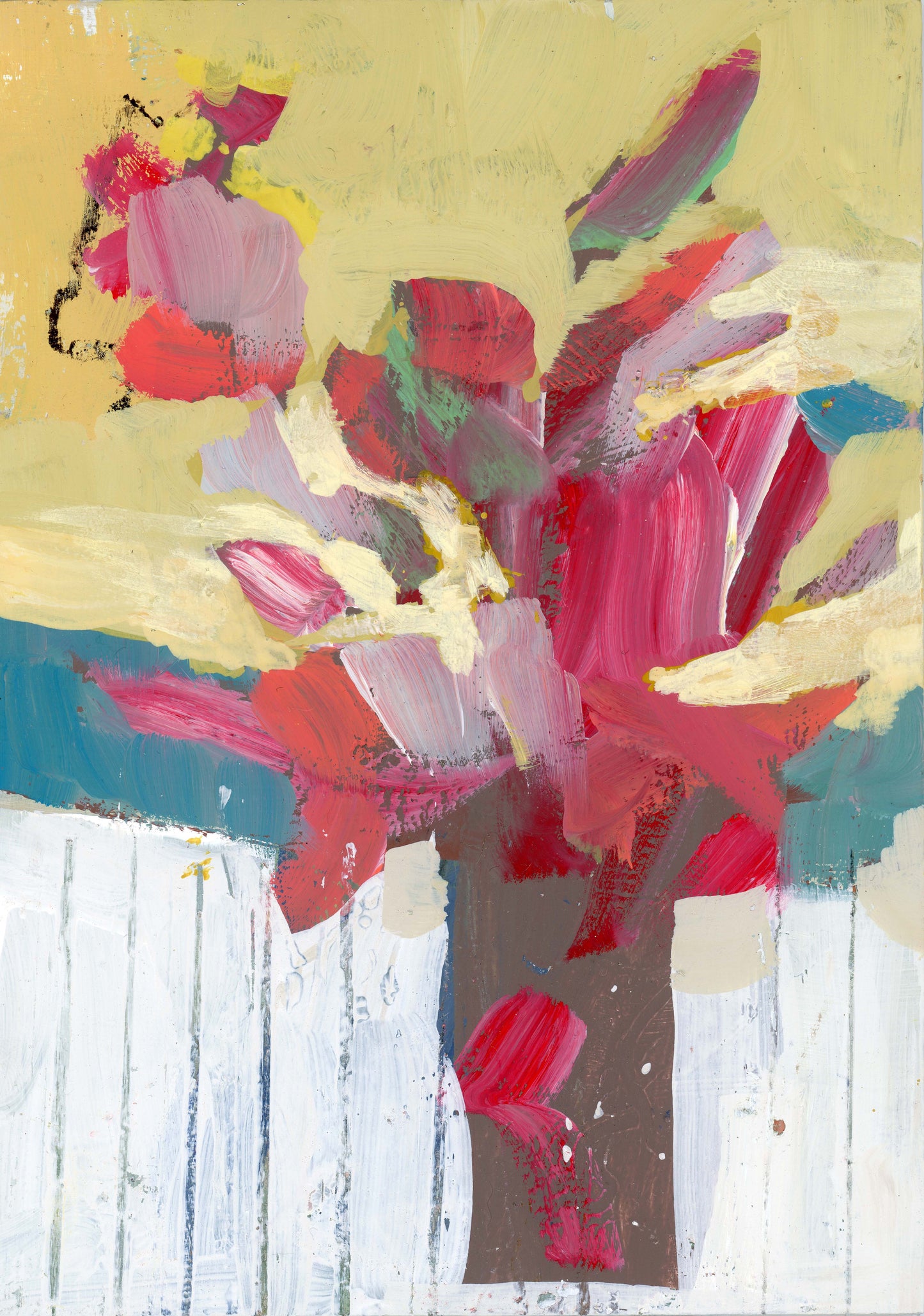 Mini Bouquet - Limited Edition Abstract Floral White Aluminum Art Print