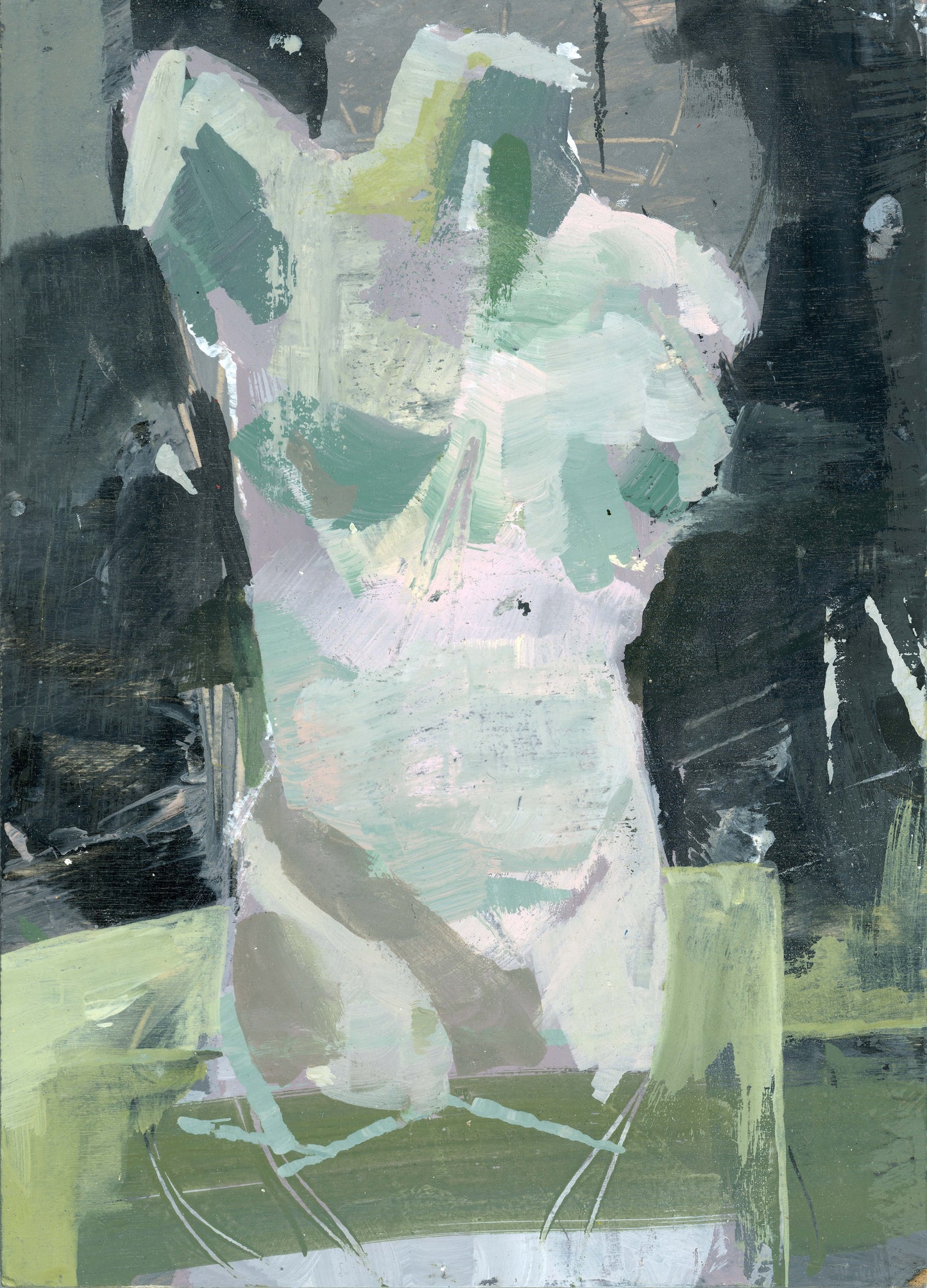 Table Green Venus - Limited Edition Abstract Figurative White Aluminum Art Print