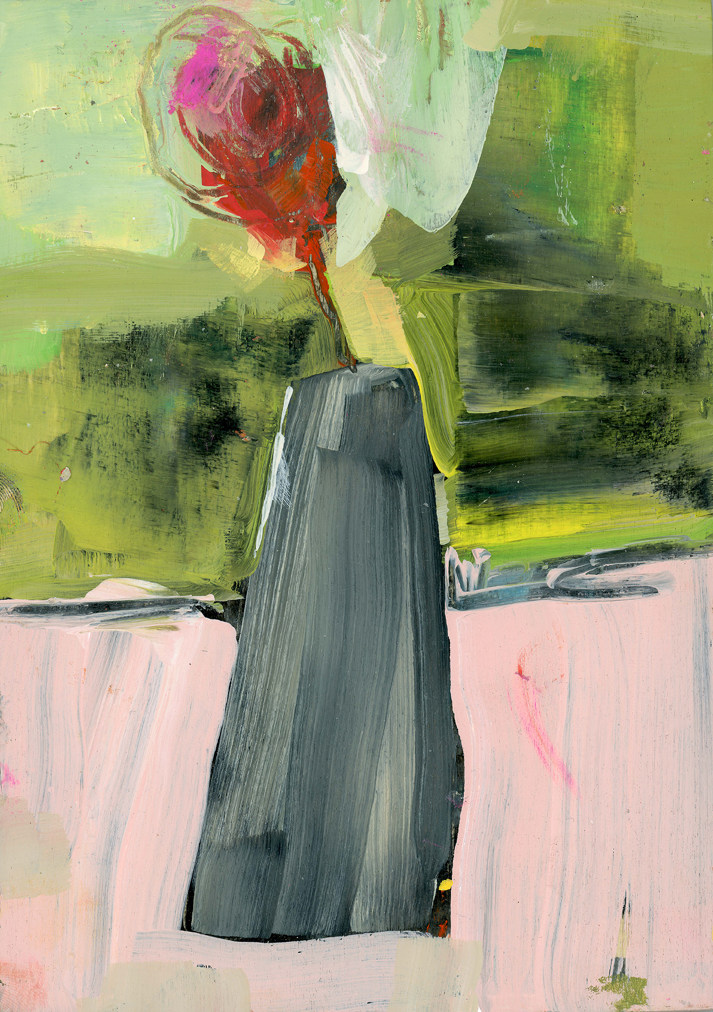 Crimson Crown - Limited Edition Abstract Floral White Aluminum Art Print