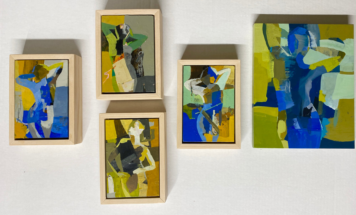 framed artworks featuring abstract nude figure by Donna Weathers in vibrant colors and modern styles