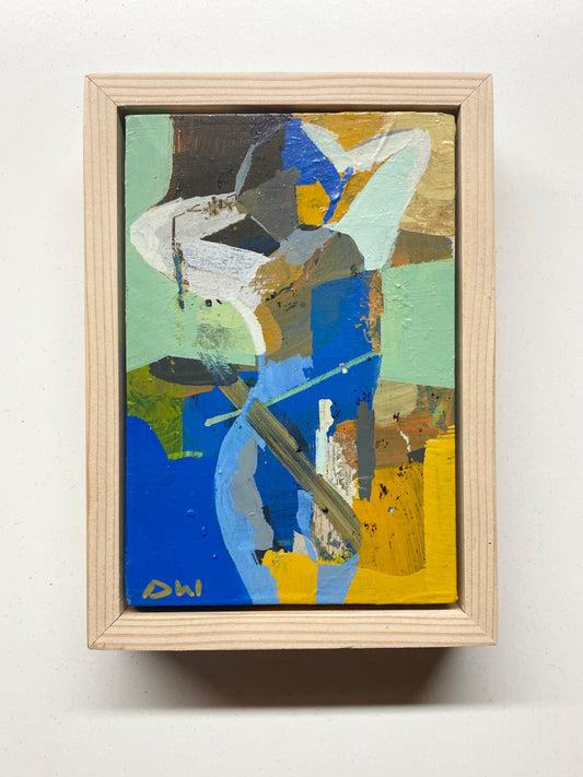 Abstract nude figure by Donna Weathers, vibrant colors and modern brush strokes in a framed painting