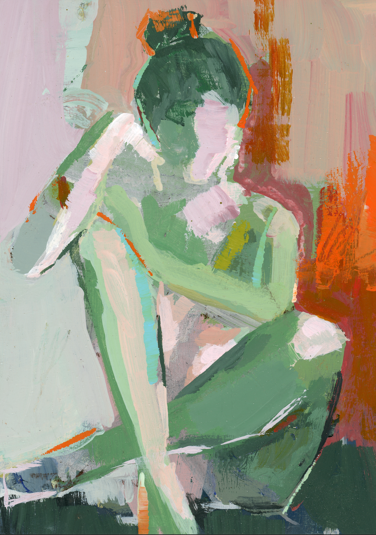 Emerald Balance - Limited Edition Abstract Figurative White Aluminum Art Print