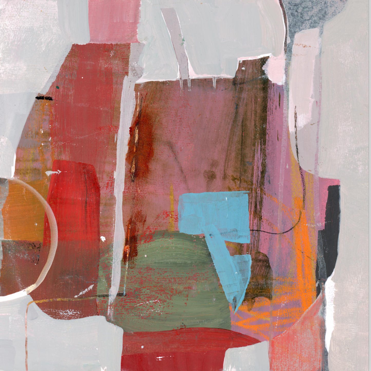 Abstract art piece with colorful shapes and textures