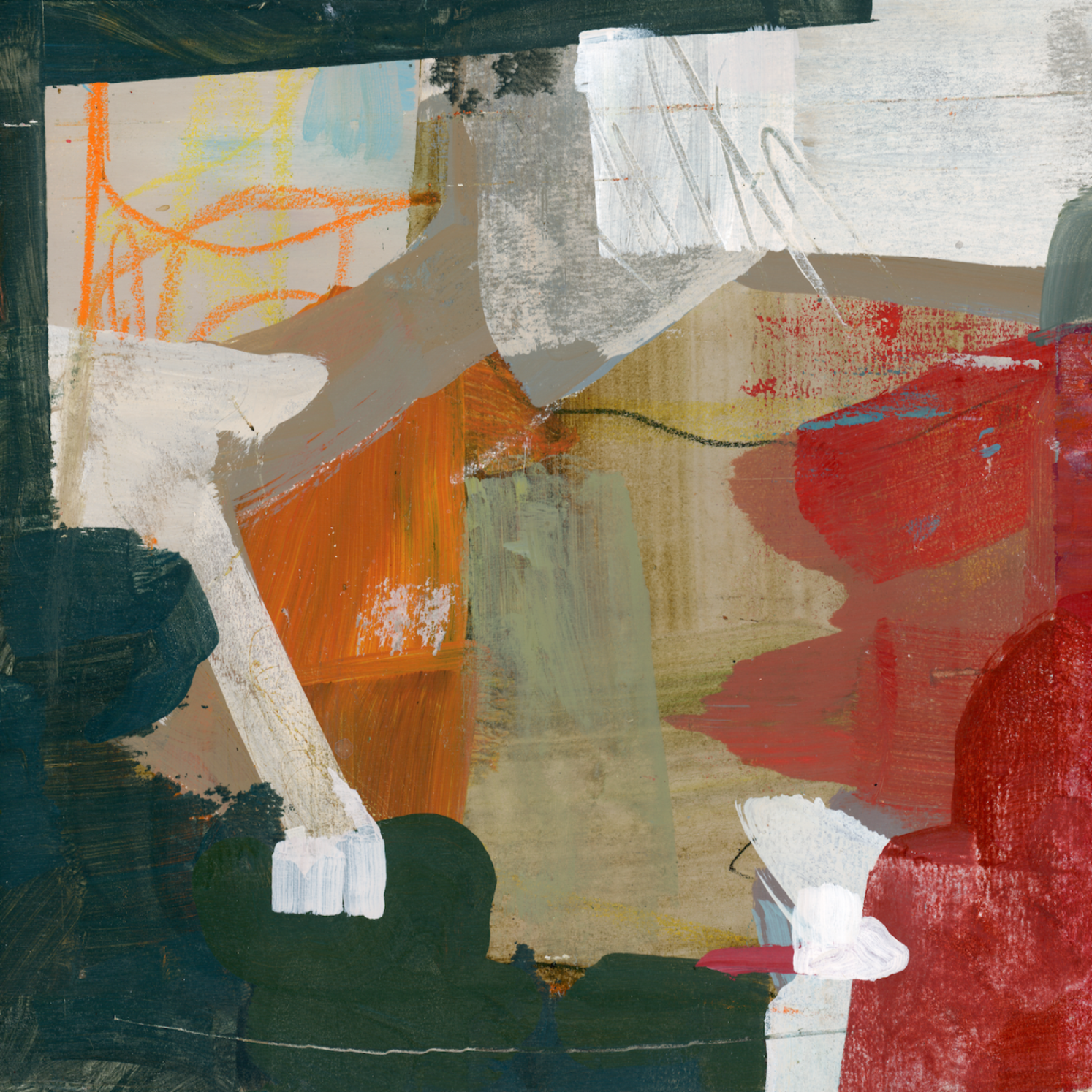 Abstract art piece with a mix of colors and textures