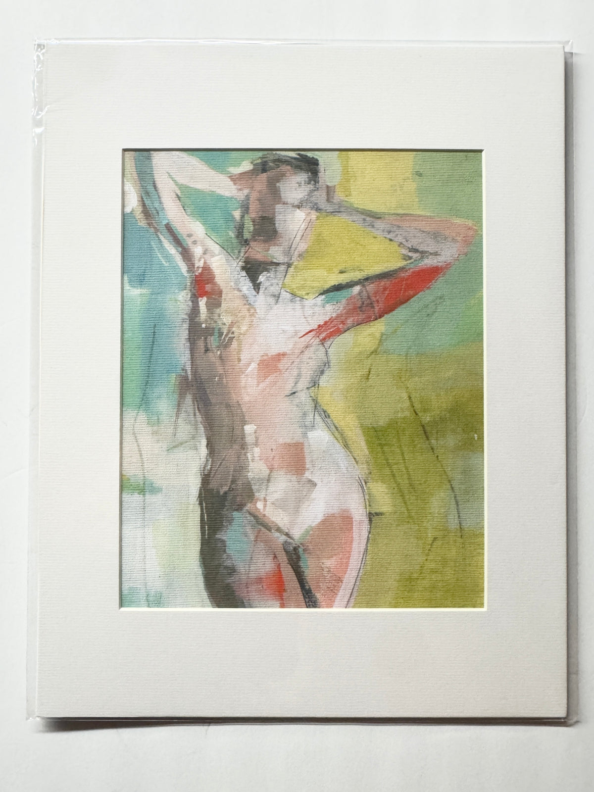 Nude in Pastel Primaries 8x10 Fine Art Print on Canvas (Matted to 11x14)