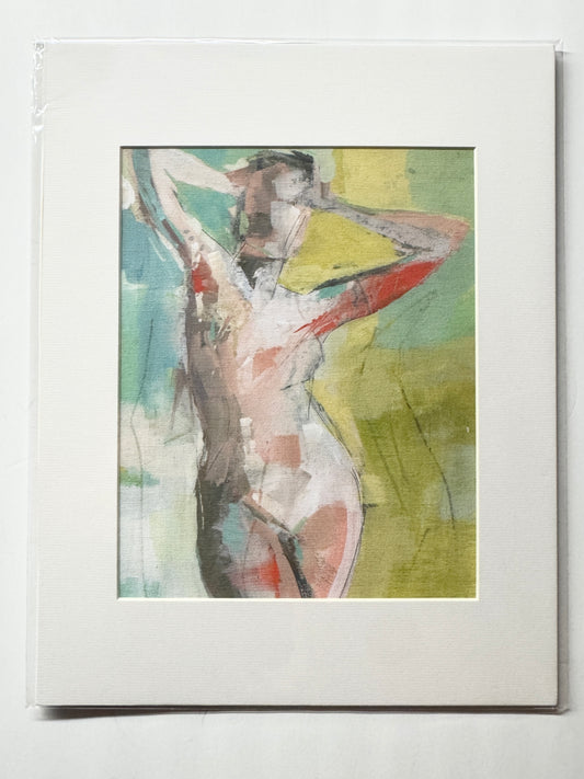 Nude in Pastel Primaries 8x10 Fine Art Print on Canvas (Matted to 11x14)