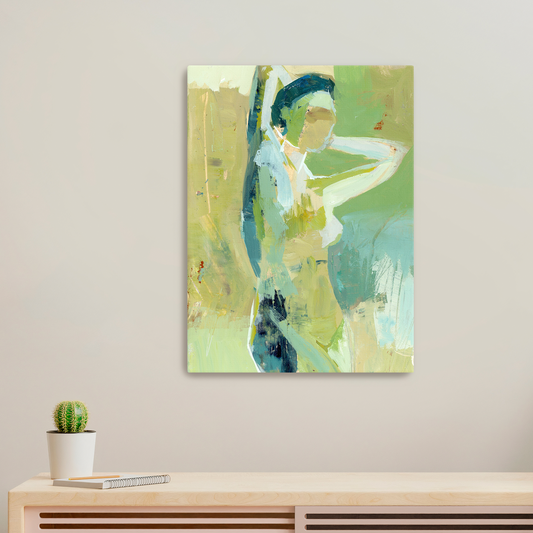 Backed by Green - Limited Edition Abstract Figurative White Aluminum Art Print