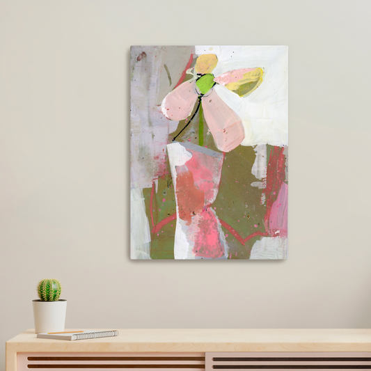 Dancing in Pink - Limited Edition Abstract Floral White Aluminum Art Print