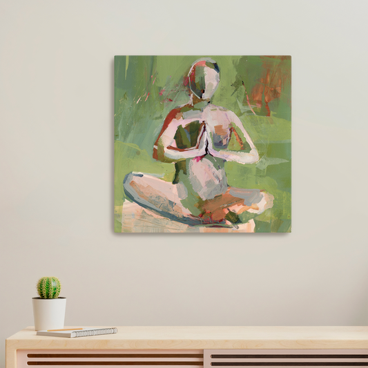 Green With Yoga - Limited Edition Abstract White Aluminum Art Print