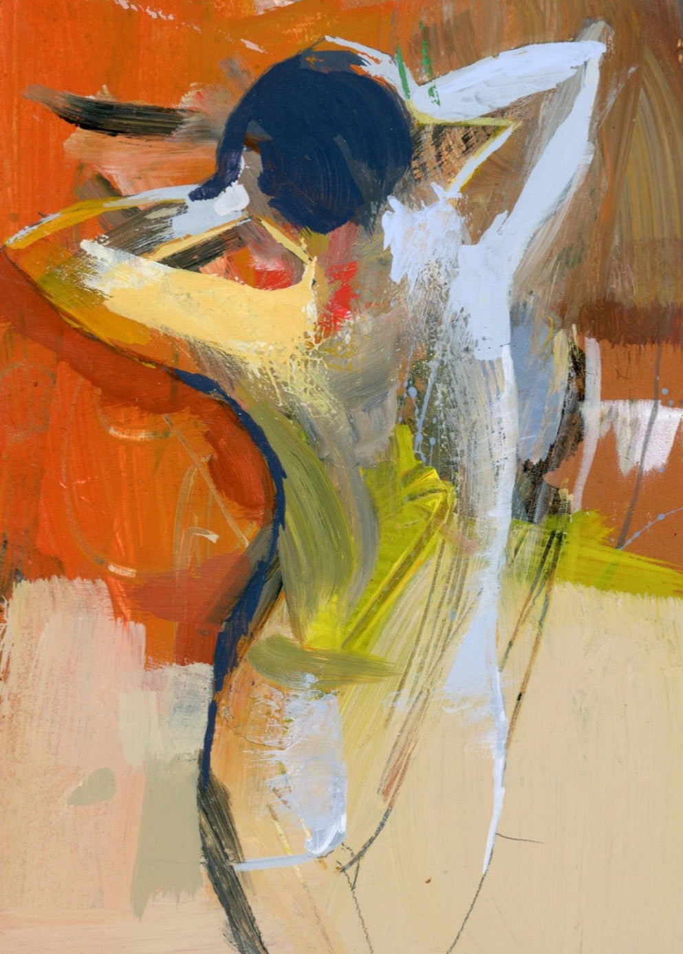 Abstract nude acrylic painting