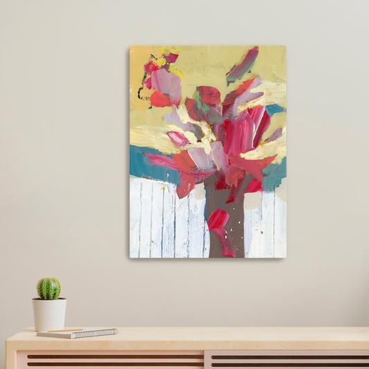 Mini Bouquet - Limited Edition Abstract Floral White Aluminum Art Print