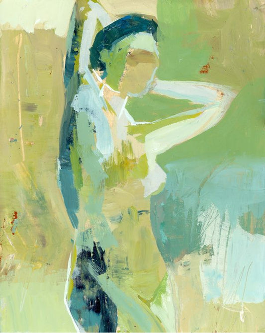 Backed by Green - Limited Edition Abstract Figurative White Aluminum Art Print