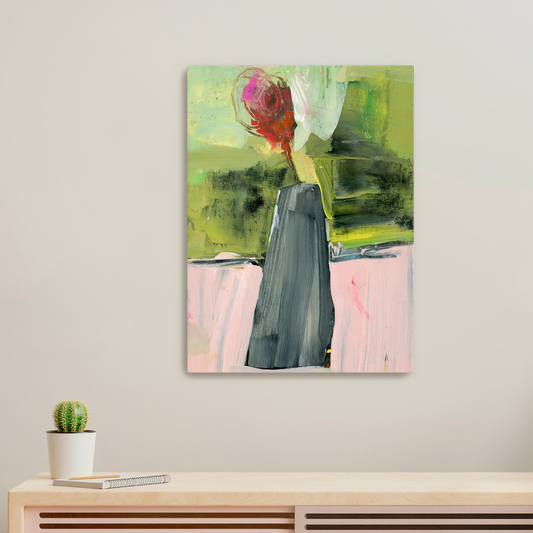 Crimson Crown - Limited Edition Abstract Floral White Aluminum Art Print