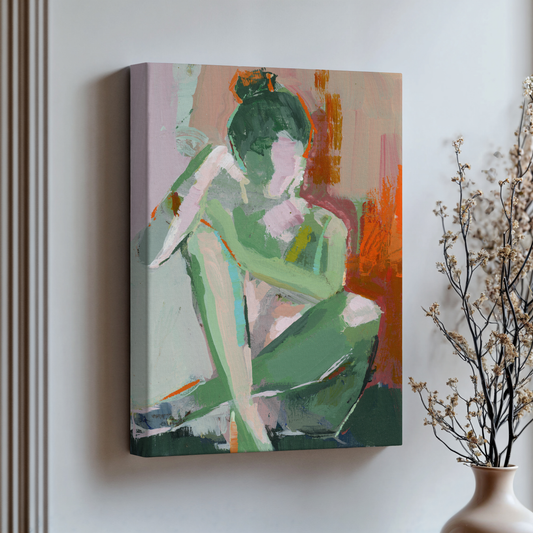 Emerald Balance – Limited Edition Abstract Figure Canvas Art