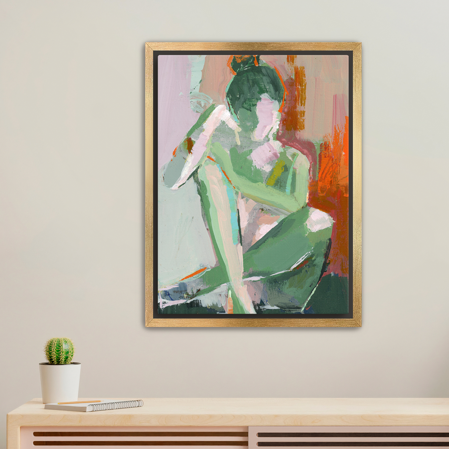 Emerald Balance – Limited Edition Abstract Figure Canvas Art