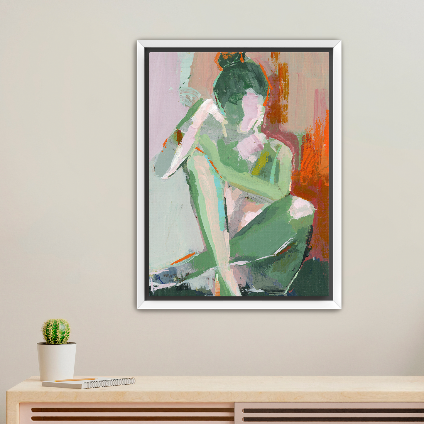 Emerald Balance – Limited Edition Abstract Figure Canvas Art