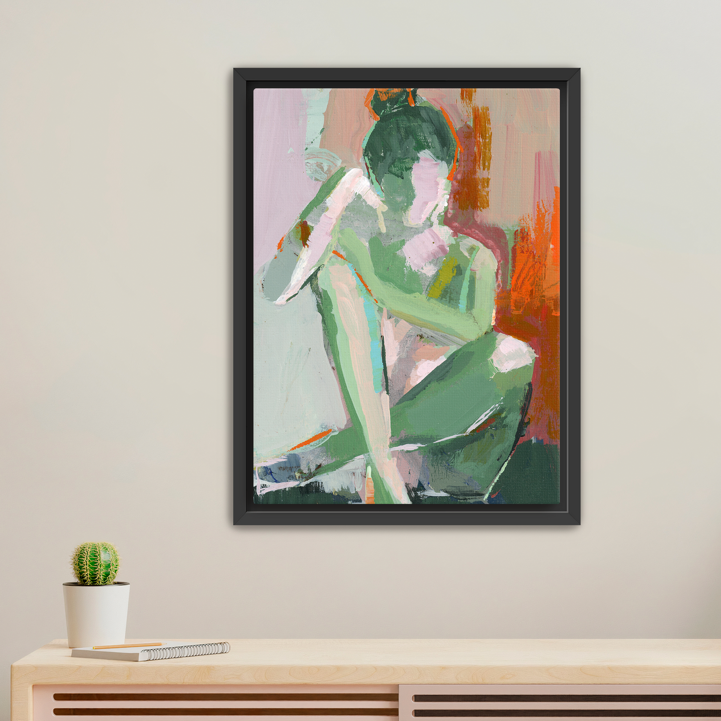 Emerald Balance – Limited Edition Abstract Figure Canvas Art