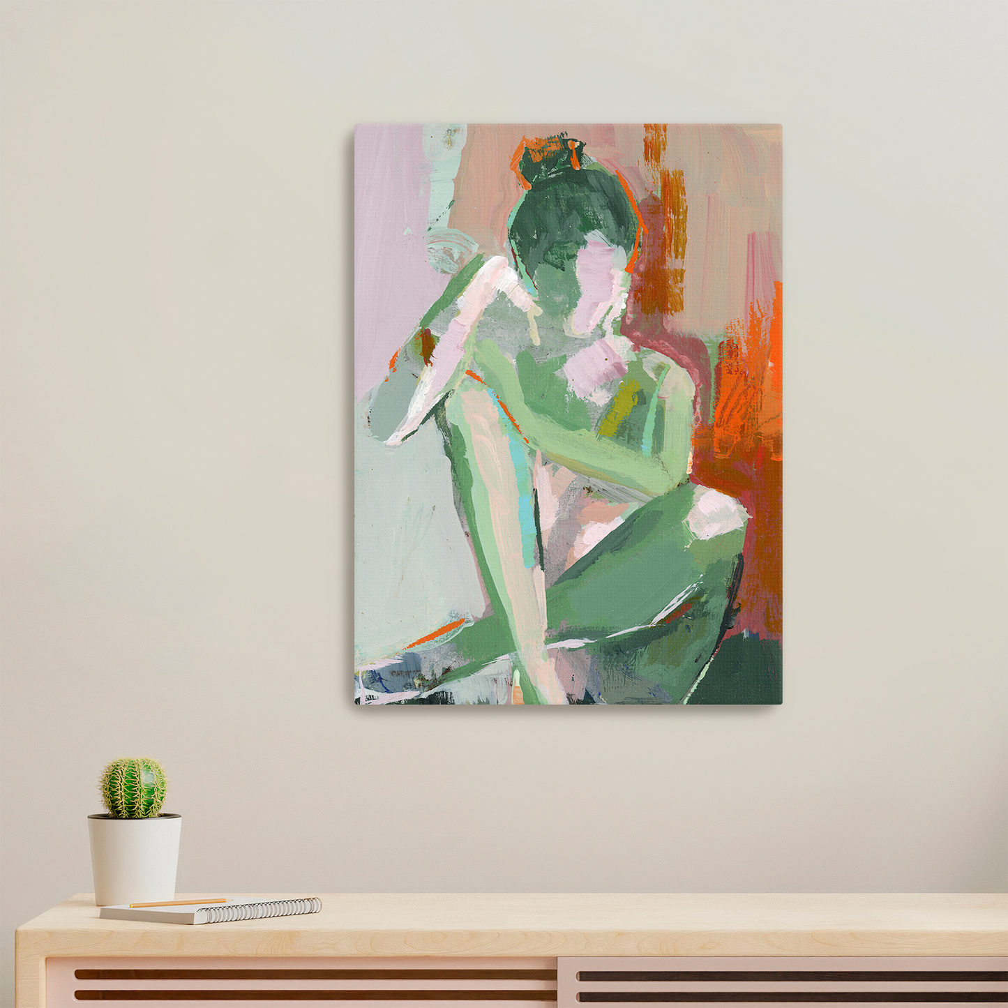 Emerald Balance - Limited Edition Abstract Figurative White Aluminum Art Print