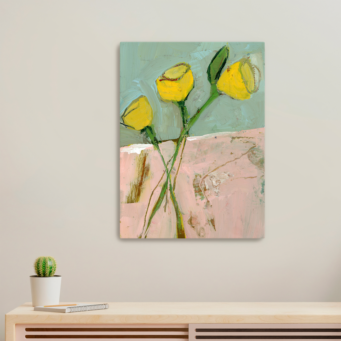 Golden Trio - Limited Edition Abstract Floral White Aluminum Art Print