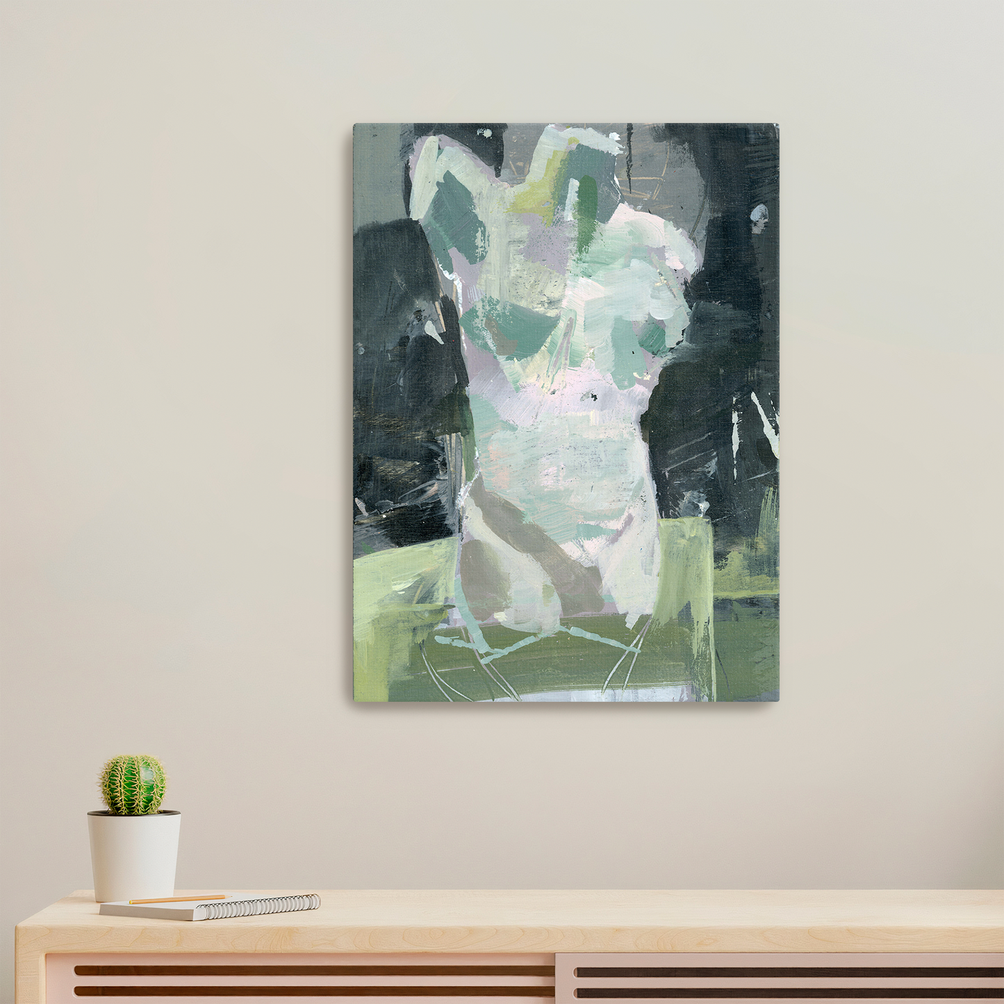 Table Green Venus - Limited Edition Abstract Figurative White Aluminum Art Print