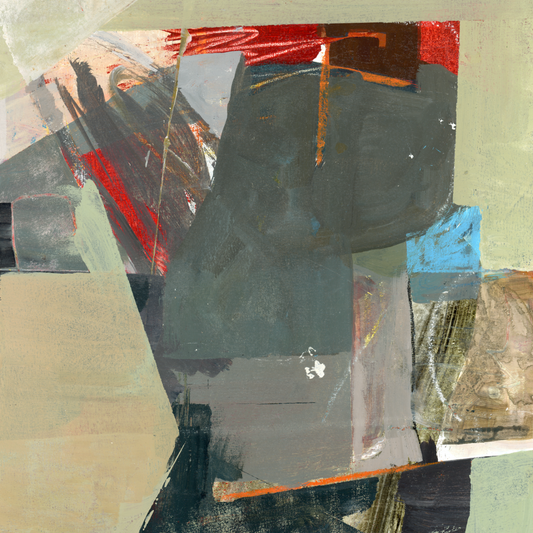 Abstract art piece with a mix of colors and textures